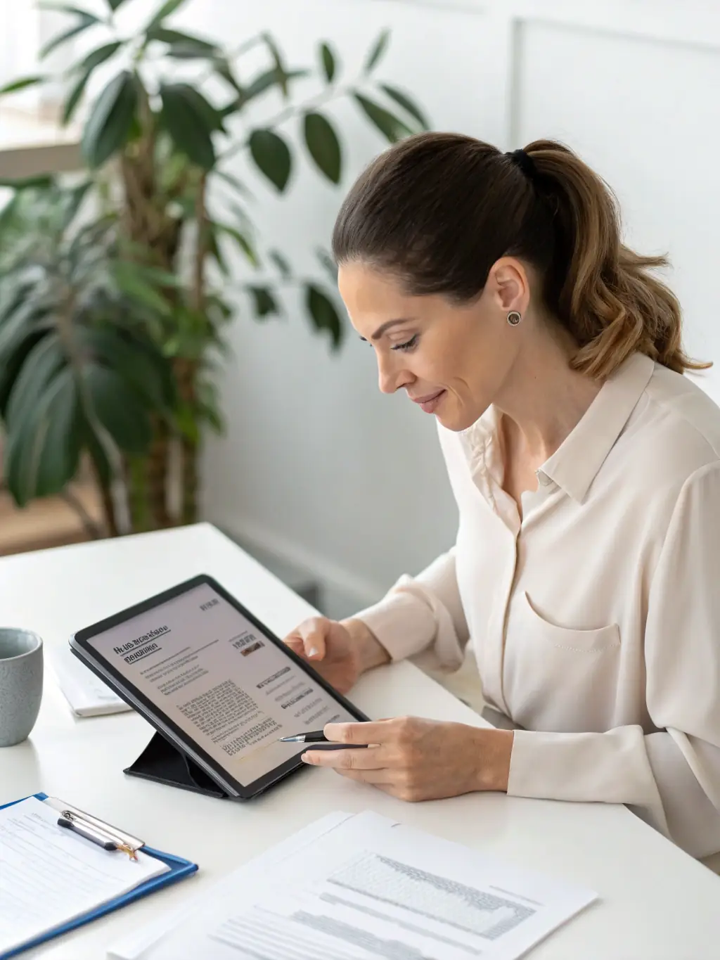 A photograph of a project manager using a NextBit Solutions dashboard to coordinate light remodeling tasks, showcasing the platform's ability to manage timelines and expectations.