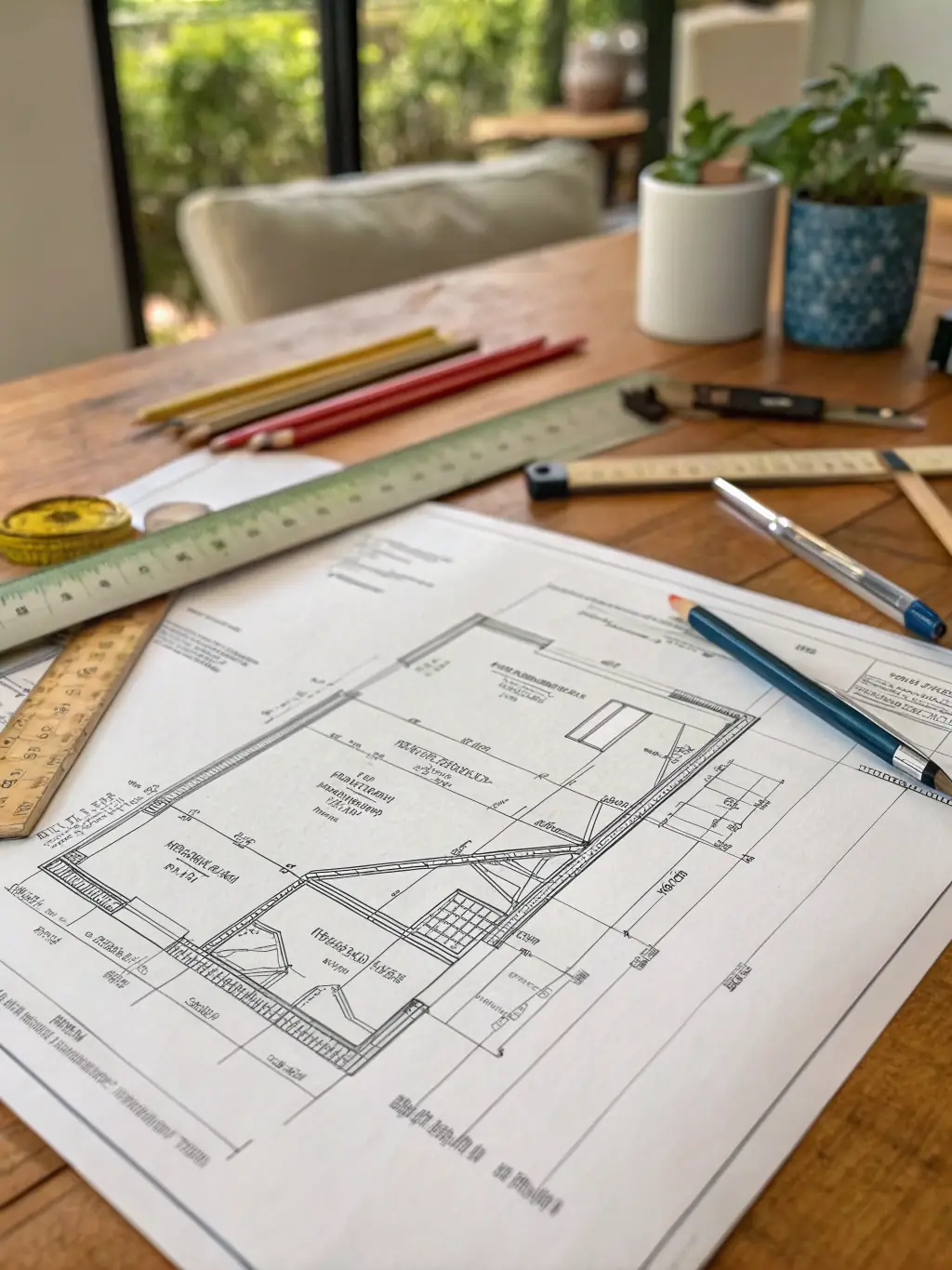 A construction site blueprint overlaid with financial data points, illustrating AJES's expertise in construction-related financial coordination.
